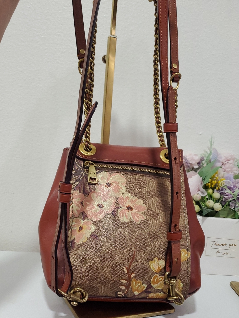 RARE Coach Parker Convertible Backpack 16 In Signature Canvas and Floral Print - Picture 15 of 16